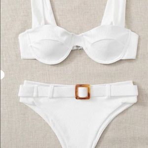 Underwire Ribbed High Waisted Belted Bikini